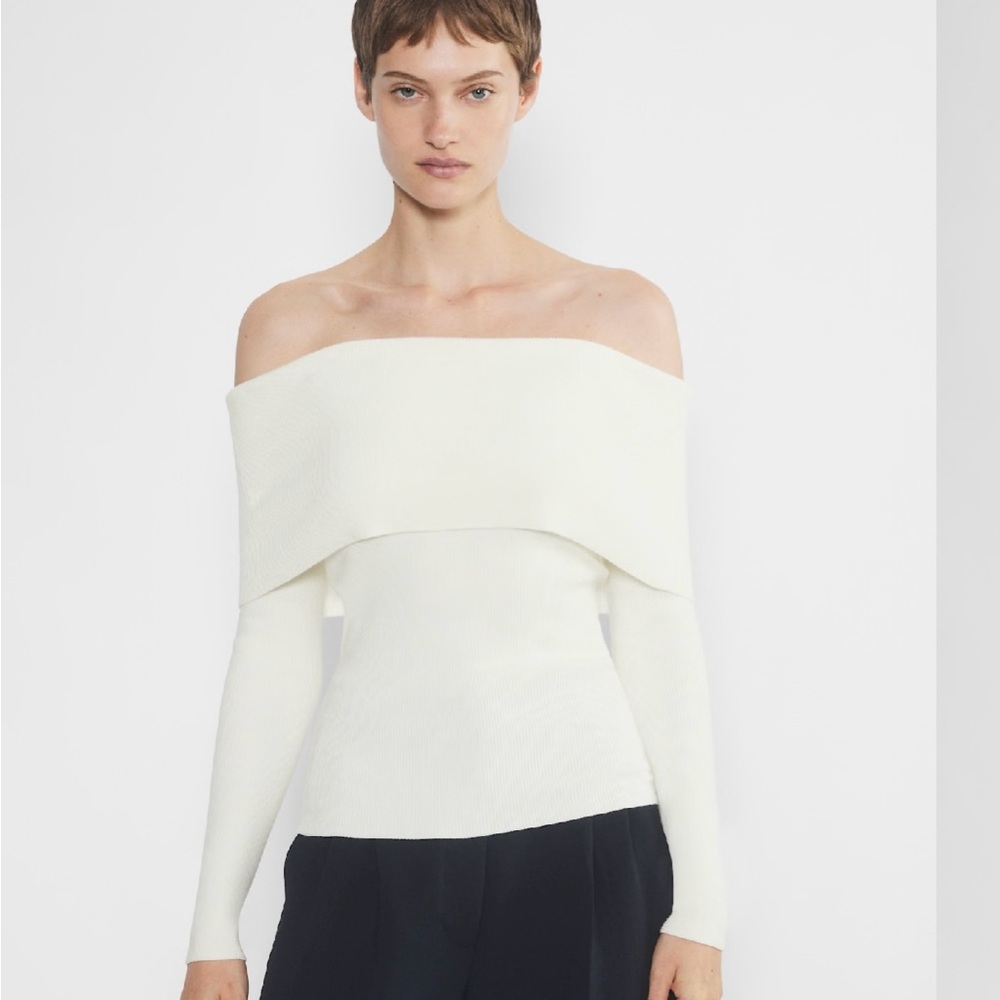 Aritzia Off-Shoulder White Sweater